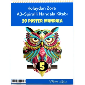 Enine Boyuna Eğitim A-3 Spiralli Kolaydan Zora Mandala Kitabı-5 (20 Poster Mandala)