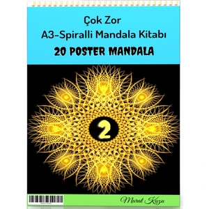 Enine Boyuna Eğitim A-3 Spiralli Çok Zor Mandala Kitabı-2 (20 Poster Mandala)