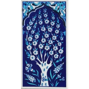 Armada Çini 10x20 Cm ED 204 Kobalt Hayat Ağacı El dekoru Çini Karo
