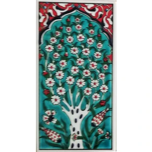 Armada Çini 10x20 Cm ED 207 Yeşil Hayat Ağacı El dekoru Çini Karo