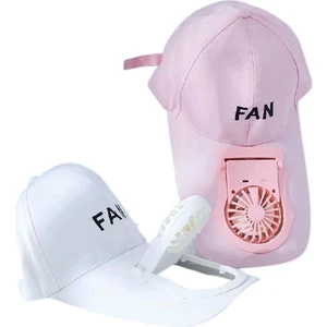 2'li Fanlı Serinletici USB Şarjlı Şapka-Pembe ve Beyaz (Yurt Dışından)