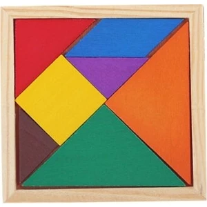 Ahşap Kare Tangram Renkli Zeka Oyunu 7 Parça