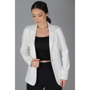 Sweetness Kadın Beyaz Tek Düğmeli Astarsız Ceket