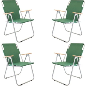 4 Adet Katlanır Sandalye Kamp Sandalyesi Balkon Sandalyesi Katlanabilir Piknik ve Bahçe Sandalyesi Yeşil