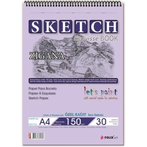 Sketchbook Zigana A4 Spiralli 150 gr 30 Yaprak Eskiz Defteri