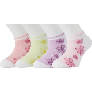 Moyra Socks 4'lü Çiçek Desen Unisex Bebek Patik Çorap