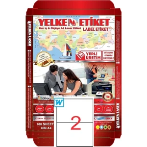 Laser Etiket YN5102 2'li A4 Beyaz 210 x 148,5