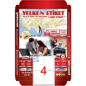 Laser Etiket YN5204 4'lü A4 Beyaz 105 x 148,5
