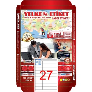 Laser Etiket YN5327 27'li A4 Beyaz 70 x 30