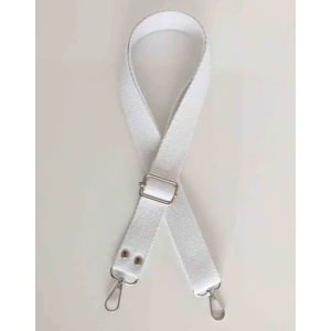 Angel Çanta Aksesuar Beyaz Pamuklu Kolon Ayarlamalı Çanta Sapı Gümüş Metal