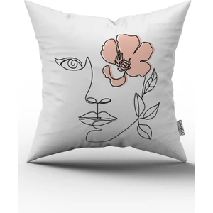 Cango Home Beyaz Siyah Modern Silüet Figür Desenli Dijital Baskı Kırlent Yastık Kılıfı CGH524