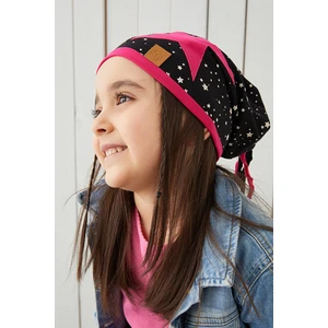 Fuşya Siyah Çocuk  Şapka Bere Yumuşak Pamuklu Penye Elit Seri