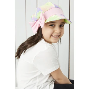 Kız Çocuk Vizyerli Şapka Yumuşak Penye Malzeme Renkli Batik Desen 4 Mevsim