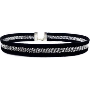 Beyaz Simli Siyah Choker Tasma Kolye