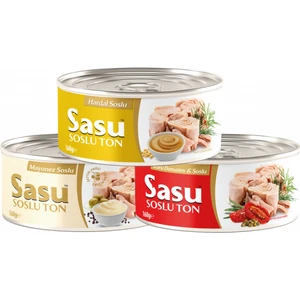 Kuru Domatesli & Soslu Ton Balığı  160g + Sasu Mayonez Soslu Ton Balığı  160g + Sasu Hardal Soslu Ton Balığı  160g