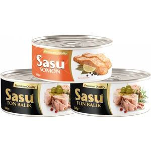 "Sasu Zeytinyağlı Ton 2x160 gr + Sasu Somon 1x160 gr "