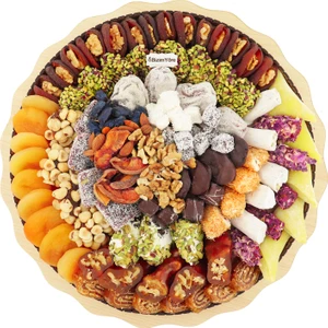 Bizim Yöre ''lezzet-I Ala'' Hediyelik Lokum Çikolata Cezerye Kuru Meyve Kayısı Tepsisi Sepeti 2,6 kg No 23 | Bizim Yöre
