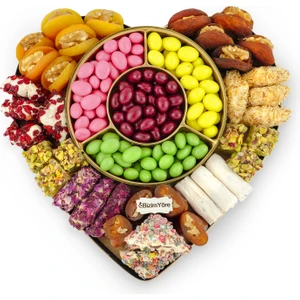 Bizim Yöre ''gönül Alan'' Hediyelik Çikolata Lokum Draje Kuru Meyve Kayısı Tabağı 1,3 kg No 29 | Bizim Yöre
