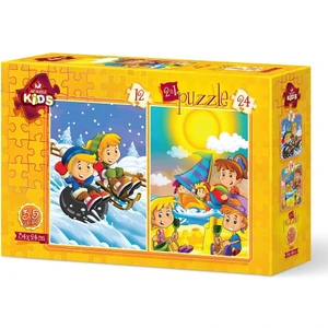 Art Puzzle Art Çocuk Puzzle Yaz- Kış 12+24 Parça Puzzle