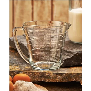 Kabartma Desenli Cam Ölçü Kabı 1 Litre- 3,5 Oz