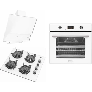 Itimat Lüx White Lake Pop-Up Düğme Ankastre Set (AF550 Fırın+ 5030 Ocak + 9019 Davlumbaz)