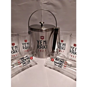 1937 Rakı Bardağı(6 ADET)+1937 Çelik Buz Kovası Set -Lotus Bardak