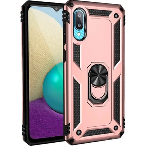 Samsung Galaxy A02 Kılıf Vega Tank Koruma Standlı Yüzüklü Mıknatıslı Bronz