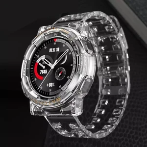 Case Street Huawei Watch Gt 2 46MM Kordon Kalın Silikon 2 In 1 Saatle Birleşik Kordon Renksiz