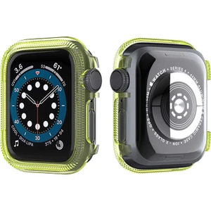 Case Street Apple Watch Uyumlu Series 3 4 5 6 38MM Kordon Önü Arkası Açık Renkli Silikon Yeşil