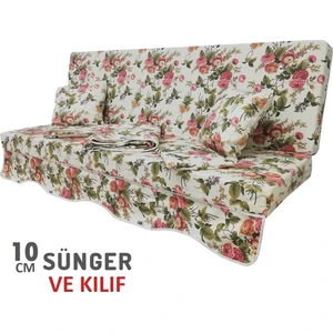 Vip Home Concept Süngerli Salıncak Minderi Kılıfı 3 Kişilik Kılıf Ingiliz Gülü Bahçe Minderi
