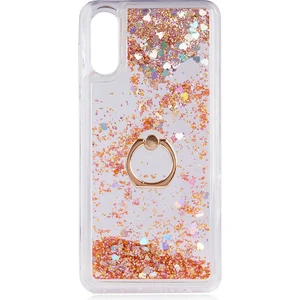 Galaxy A02 Kılıf Simli Yüzüklü Şeffaf Silikon