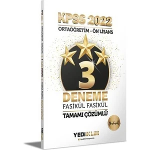 Yediiklim Yayınları KPSS 2022 Ortaöğretim Ön Lisans Genel Yetenek - Genel Kültür 3 Yıldız Tamamı Çözümlü Fasikül Deneme