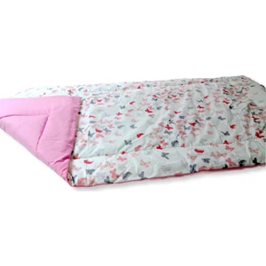 Bebek Özel 100 x 150 cm Pamuklu Kumaştan Bebek Yorganı (Kelebekli Desen/düz Pembe)