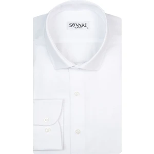 Slim Fit Armür Desenli Beyaz Erkek Gömlek
