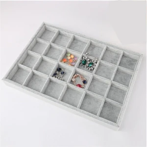 Polo Cross 24 Bölmeli Gri Süet Yüzük,bileklik,küpe Takı Tablası