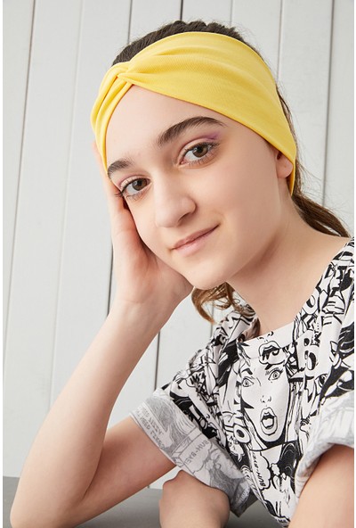 Babygiz Yaşayan Sarı Çocuk Genç Bandana Saç Bandı Ekstra Yumuşak Esnek Pamuklu Penye