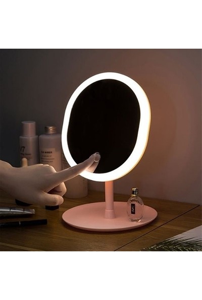 Ebrtech LED Işıklı Dokunmatik Makyaj Aynası Pembe