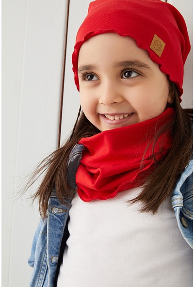 Babygiz Kırmızı Kız Çocuk Bebek Şapka Bere Yumuşak %100 Pamuklu Penye Trend Seri
