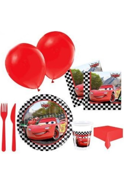 Happyland 16 Kişilik Arabalar Parti Seti Şimşek Mcqueen Doğum Günü Seti