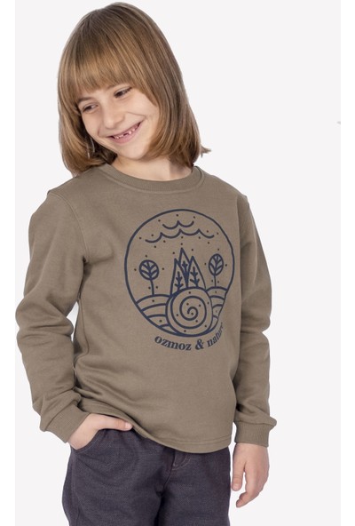 Ozmoz Organik Erkek Çocuk Sweatshirt-Nature-Haki