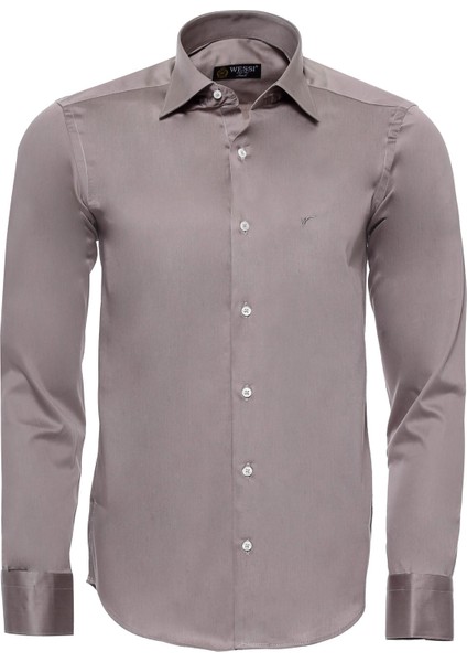 Erkek Pamuk Saten Slim Fit Gömlek