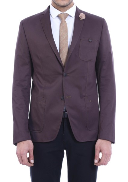 Erkek Torba Cep Sivri Yaka Pamuk Slim Fit Ceket