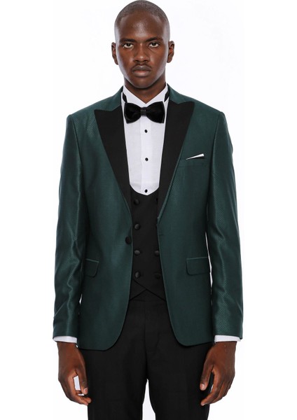 Erkek Desenli Slim Fit Damatlık Takım Elbise