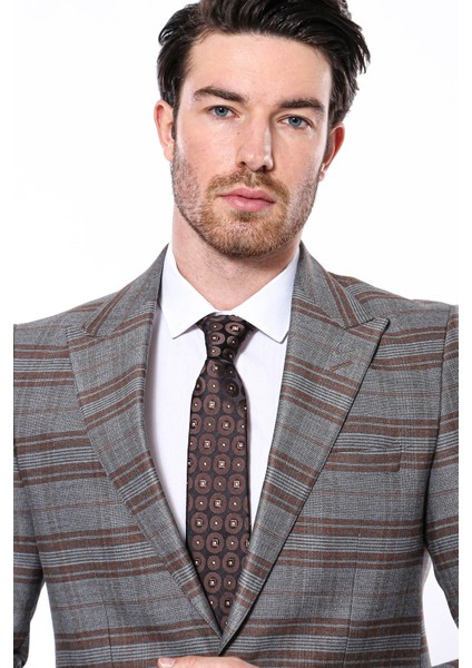 Erkek Ekose Desenli Sivri Yaka Slim Fit Ceket fiyatları