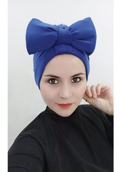 Kadın Çift Traflı Fiyonklu Bone Mavi