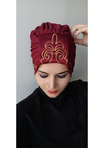 Kadın Şal Desen Bone Bordo