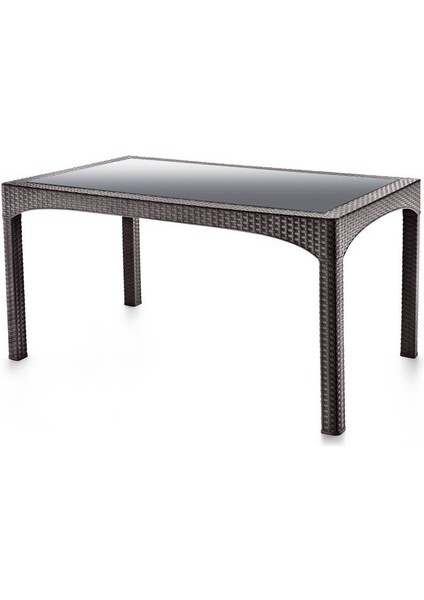 SY-2586 Kahverengi Rattan Temperli Camlı Masa Dikdörtgen 92782