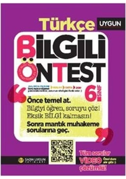 Sadık Uygun Yayınları 6. Sınıf Türkçe Bilgili Öntest