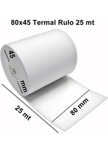 80 x 25 M Termal Adisyon Rulosu 10\'lu Paket