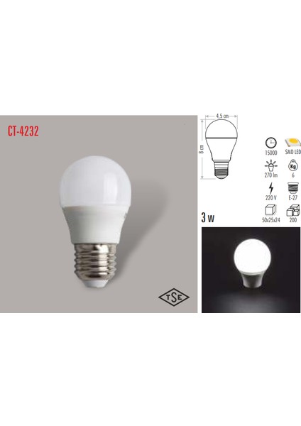 CT-4232 3W Edison LED Ampul (Günışığı) Cata fiyatları